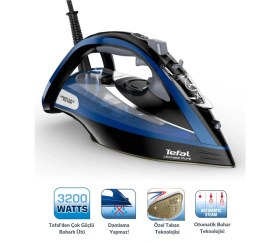 Resim Tefal Ultimate Pure 3200W Güçlü Buharlı Ütü, Micro-Calc Kireç Önleyici, 260G Şok Buhar, Perde Için Dikey Ütüleme ve Leke Karşıtı Koruma Sistemi 