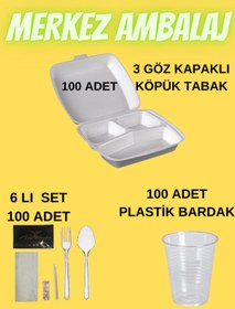 Resim Anı 3 Gözlü Kapaklı Köpük Tabak (23/a) / 100 Adet 