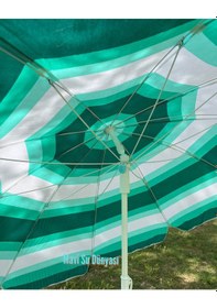 Resim Plaj Deniz Balkon Şemsiyesi %50 Pamuk %50 Porselen Kumaşlı Şemsiye Bidon Dahil Eğilebilir 2 Koyu Yeşil 