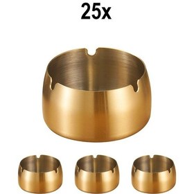 Resim 25 Adet Çelik Gold 8 Cm Kafe Restaurant Lokanta Yuvarlak Kül Tablası Küllük 