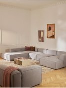 Resim S Home Design Concept Frida 5 Modül Pofidik Modüler Kanepe Xl Köşe Koltuk Takımı Keten Açık Gri Sol Köşe 