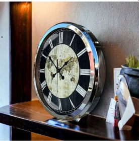 Resim Krom Metal Çerçeveli Salon Ofis Otel Duvar Saati 52 cm K13 Krom 