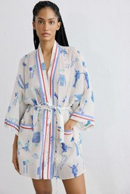 Resim Kontrast Şerit Detaylı Multi Kimono - MULTI / M/L 