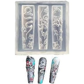 Resim Kendin Yap Reçine Tasarımı İçin Güzel 3d Çiçekli Tırnak Sanatı Silikon Kalıbı Zarif Oyma Çiçek Tırnak Sanatı Aksesuar Kalıbı 