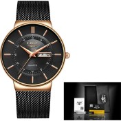 Resim Hanyang Siyah Gül Altın Erkek Saatler Lıge Üst Marka Lüks Su Geçirmez Ultra Ince Tarih Saat Erkek Çelik Kayış Rahat Kuvars Izle Erkekler Spor Kol Saati (Yurt Dışından) 