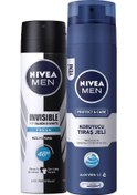 Resim Nivea Men Protect & Care Tıraş Jeli 200 ML + Invisible Black & White Original Deosprey 150 ML 