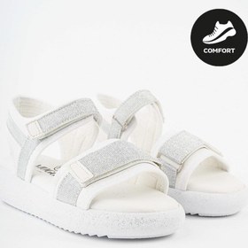 Resim Muggo Cruz Garantili Günlük Ortopedik Hafif Taban Simli Ve Cırtlı Kız Çocuk Sandalet Beyaz 