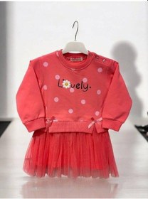 Resim Zekids Kız Bebek Lovely Yazılı Tütü Etekli Pamuk Elbise-14832 Neon Pembe 
