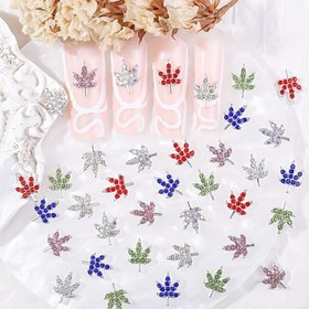Resim 10 adet Akçaağaç Yaprağı Parlak Tırnak Sanatı Süsleri ile Taşlı, 3D Alaşım Akçaağaç Şekli Sentetik Taş Aksesuarlar, s' Nail Art DIY El Sanatları Dekorasyonları için Uygun 