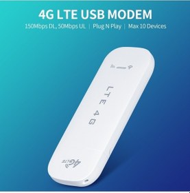 Resim Fastbuy Hızlı 4g Lte Usb Modem - 150mbps İnternet Paylaşımı, 10 Cihaz Desteği, Taşınabilir Wifi Noktası - Beyaz Renk, Standar 