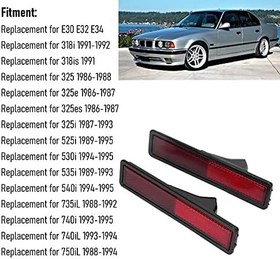 Resim ZJchao Marker Işıkları Kapak, 2pcs Ön Yan Marker Işık Kapağı Lens 63141377849 LED Yan Işaret ışıkları Kapak Işaret üssü Lens kapakları E30 E32 E34 318I 325i 525i 735i (kırmızı) 