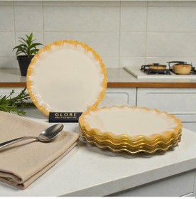 Resim Sudedi Home Latte Altın Yaldızlı Cam Pasta Tabağı Seti Çok Renkli 