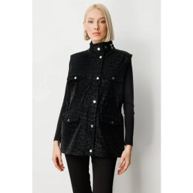 Resim Ekol Kadın Peluş Astarlı Kapak Cepli Yelek 8503 Black 