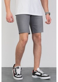 Resim HLT Jeans Erkek Taşlamalı Rahat Kesim Esnek Likralı Gri Kot Jean Şort 001 