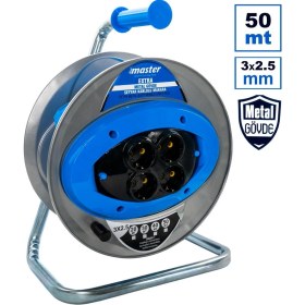 Resim Master 505423 Extra Metal Gövde Makaralı Kablo 3 x 2.5 mm 50 Metre 