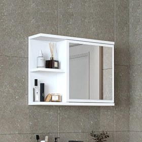 Resim Aynalı Banyo Dolabı - Ada - Antrasit / 60 cm 