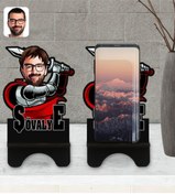 Resim Bk Gift Kişiye Özel Şövalye Karikatürlü Ahşap Biblo Telefon Standı-1 
