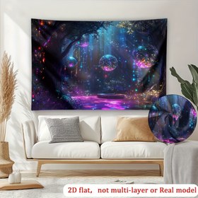 Resim 1 adet Büyülü Orman Parıltılı Arkaplan Bannerı Renkli Küreler ve Sis ile - Polyester, Güç Gerekmez - Partiler, Düğünler, Doğum Günü, Yıl Dönümleri için İdeal - Çok Amaçlı İç/Dış Mekan Dekorasyonu, Parti Arkaplanı|Büyüleyici Atmosfer|Polyester Arkaplan, Parıltı Dekorasyonları 