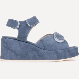 Resim Valmenti Ecax Kadın Kot Mavi Hakiki Deri Topuklu Sandalet 1028 A18-5 Bn Sndlt Y24 Kot Mavi 