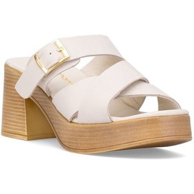 Resim Mammamia D25yt-1200 Kadın Hakiki Deri Topuklu Terlik Kemik Kemik 