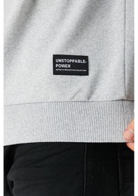 Resim MMetalic Basic Bisiklet Yaka Erkek Sweatshirt Gri 