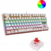 Resim Sarftech Leaven K550 USB LED Kablolu 87 Tuşlu Mekanik Oyun Klavyesi - Beyaz (Mavi Switch) 