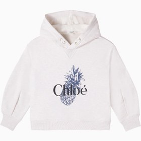 Resim Baskılı Pamuk Jarse Kapüşonlu Kız Çocuk Sweatshirt - Beyaz / Y-8 