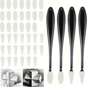 Resim 44 parça/set Sanatsal Çizim Temel Kiti - 40 adet Yedek Sünger Başlıklı Ergonomik Kalemler, Vurgulama, Gölgelendirme ve Düzeltme için İdeal Çizim Araçları 