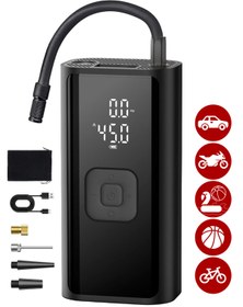 Resim Enkado 4500 Mah Taşınabilir Şarjlı Araç Lastik Hava Şişirme Pompası LED Ekran El Fenerli Oto Hava Kompresör 