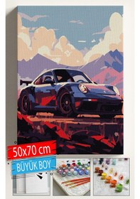 Resim Sayılarla Boyama Seti Numaralı Tuval Fırça Boya Dahil Kasnaklı Set 50x70 Cm - Porshe 