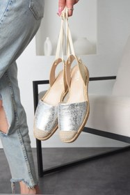 Resim wolk shoes Tina Kadın Parlak Deri Espadril Gümüş 