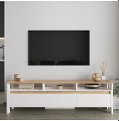 Resim Atlas 3 Kapaklı Tv Ünitesi 160 Cm Atlantik Çam - Beyaz 