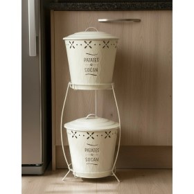 Resim Feyza Design Iki Katlı Sebzelik ve Saklama Kabı Seti, Pratik ve Şık Kullanım 