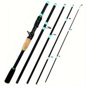 Resim 180.14cm/210.01cm Premium Karbon Fiber Balıkçılık Kamışı - Ultra Dayanıklı 4/5 Bölmeli, Döner/Dökme, Hafif ve Hassas Uçlar Tüm Su Tipleri İçin, Siyah Yeşil Vurgularla 