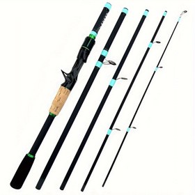 Resim 180.14cm/210.01cm Premium Karbon Fiber Balıkçılık Kamışı - Ultra Dayanıklı 4/5 Bölmeli, Döner/Dökme, Hafif ve Hassas Uçlar Tüm Su Tipleri İçin, Siyah Yeşil Vurgularla 