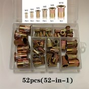 Resim 52 adet Rivet Nut Kit - Otomotiv Tamir ve Mobilya Montajı Organizasyonu için Entegre Kutu, Konik Metal İçi, Konik İçi, Rivet Nut Aracı Kiti, Rivet Nut Tabancası, Rivet Nut Anahtarı, Rivnut Aracı, Rivnut Aracı Seti 