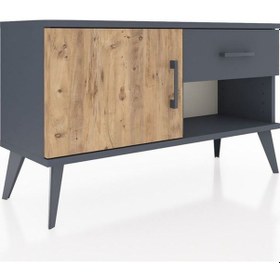 Resim Arges Şifonyer Tek Raflı Tek Çekmeceli Tek Kapaklı 88x30x48 Antrasit-çam/antrasit Çam/antrasit 