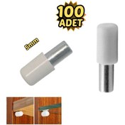 Resim Plastik Başlı Metal Raf Pimi 5 Mm Paslanmaz 100 Lü Beyaz 