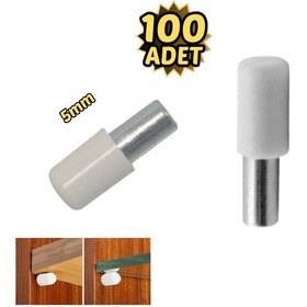 Resim Plastik Başlı Metal Raf Pimi 5 Mm Paslanmaz 100 Lü Beyaz 