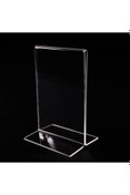 Resim KrcDisplay Masaüstü T Tipi Dikey Pleksi Föylük Broşürlük Fiyatlık A4 21x30cm (2ADET) 
