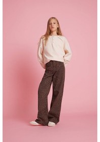 Resim Defacto Kız Çocuk Oversize Geniş Kalıp Bisiklet Yaka Düğmeli Sweatshirt G1712a825auer140 Ekru-er140 