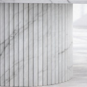 Resim White Twill Marble Dining Table 