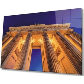 Resim Miyrem Glasses Collection -a1^ Işıklı Geometrik Bina Cam Tablo, Cam Tablo 