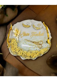 Resim Wistful Gold Polyester Söz Tepsisi Gold Gold 