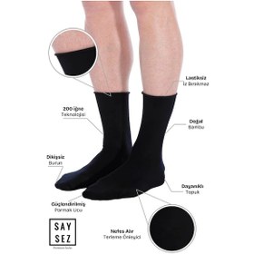 Resim Bambu Erkek Lastiksiz Siyah Soket Dikişsiz Premium Çorap 3'lü Paket / İz Bırakmaz / Sıkmayan Çorap Lacivert 