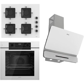 Resim Ferre STEAMART-FRYART-SILENTART Serisi Beyaz Set (SS206 + QEP63CB +D081-SA ) - Emaye Izgara 