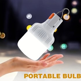 Resim 1 Adet USB Şarj Edilebilir LED Kamp Lambası - Acil Durum & Yüksek Parlaklık Çift Modlu, Metal Klipsli Taşınabilir Asma Tasarım, Beyaz Plastik Kasa, Açık Hava Maceraları, Yürüyüş ve Gece Kullanımı İçin İdeal 