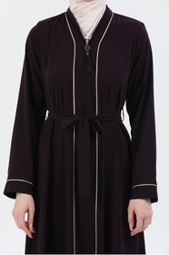 Resim Biye Detaylı Abaya Ferace Mürdüm | 206708 - 38 / Mürdüm 