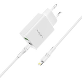 Resim Microcase Borofone Seri Tüm Cihazlar ile Uyumlu Hızlı Şarj Adaptörü + Type C Lightning Kablo AL2893 