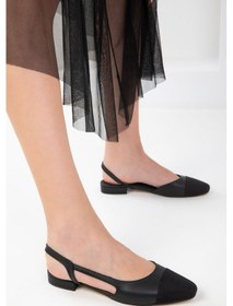 Resim Mlh Şanel Kadın Arka Açık Neolit Taban Babet Ayakkabı Siyah Siyah 